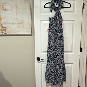 Vineyard Vines Halter Tie-Waste Maxi Dress Ivy Floral Navy